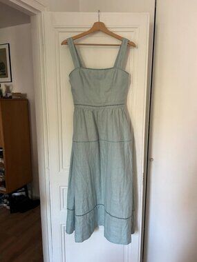 Reformation Linen Midi Dress Sage Green Size 4